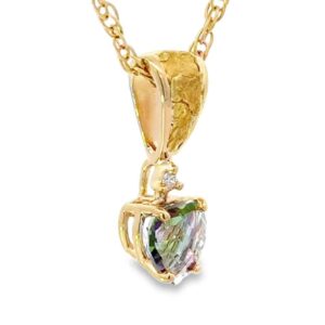 Heart Northern Lights Topaz Gold Nugget 14k Pendant, Alaska Mint