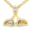Diamond Whale Tail 14k Gold Quartz Pendant, Alaska Mint
