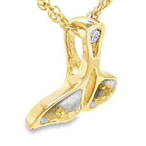 Diamond Whale Tail 14k Gold Quartz Pendant, Alaska Mint
