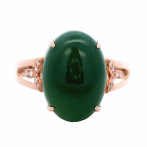 Jade Oval Shaped Ring 18k Rose Gold, Alaska Mint