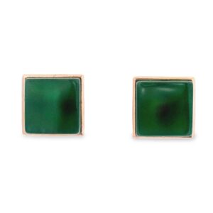 Jade Square Stud Earrings 18k Rose Gold, Alaska Mint