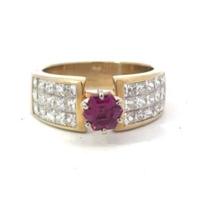Lady's Garnet & Diamond 18k Ring 075634