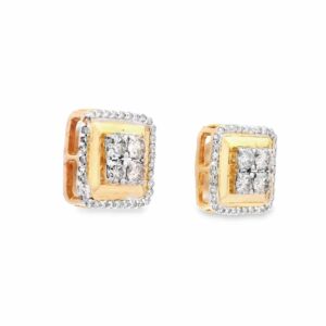 Square .60ct Diamond 14k Earrings, Alaska Mint