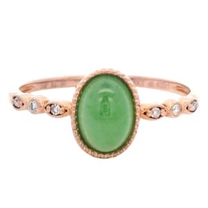 Oval Jade Ring 18k Rose Gold, Alaska Mint