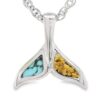 Turquoise Gold Nugget Whale Tail Pendant, Alaska Mint