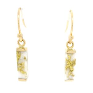 Gold Quartz Bar Dangle Earrings, Alaska Mint
