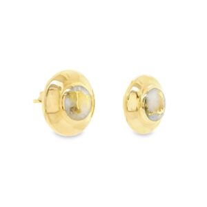 Gold Quartz 14k Round Gold Earrings, Alaska Mint