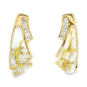 Gold Quartz Diamond Post Earrings, Alaska Mint