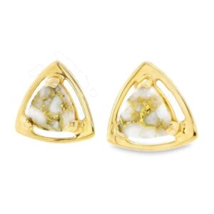 Triangular Gold Quartz Earrings, Alaska Mint