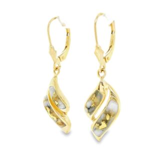 Leverback Gold Quartz 14k Earrings, Alaska Mint