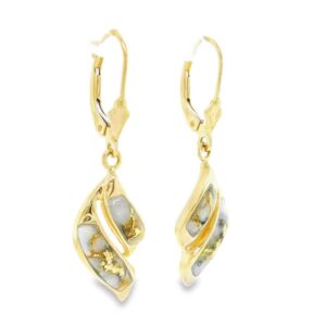 Leverback Gold Quartz 14k Earrings, Alaska Mint