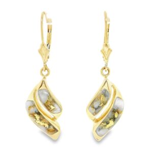 Leverback Gold Quartz 14k Earrings, Alaska Mint