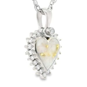 Gold Quartz Heart White Gold Diamond Pendant, Alaska Mint