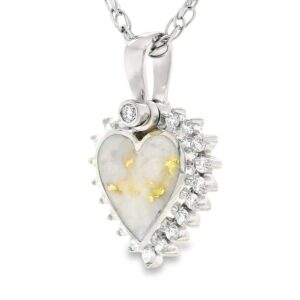 Gold Quartz Heart White Gold Diamond Pendant, Alaska Mint