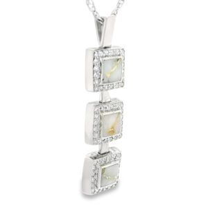 Triple Square Gold Quartz Diamond Drop Pendant, Alaska Mint