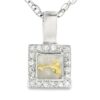 Diamond White Gold Square Gold Quartz Pendant, Alaska Mint