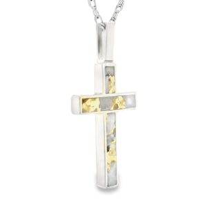 Cross White Gold Gold Quartz Pendant, Alaska Mint