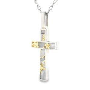 Cross White Gold Gold Quartz Pendant, Alaska Mint