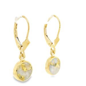 Gold quartz, earrings, round, leverback, Alaska Mint, 14k, LE139G2