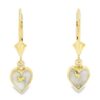 Leverback Heart Inlaid Gold Quartz Earrings LE218G2