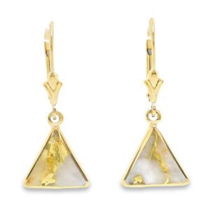 Triangular Gold Quartz Earrings, Alaska Mint