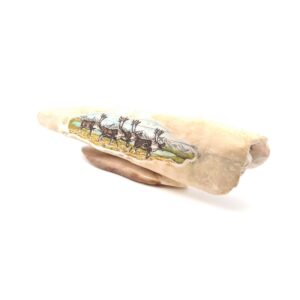 4 Caribou Scrimshaw Artwork Fossil Ivory, Alaska Mint