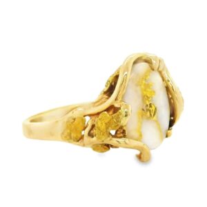 Gold Quartz Ladies Gold Nugget Ring, Alaska Mint