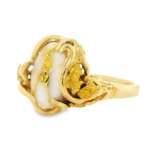 Gold Quartz Ladies Gold Nugget Ring, Alaska Mint