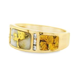 Gold Nugget Quartz & Diamond Ring, Alaska Mint