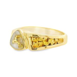 Triangle Gold Nugget Quartz Ring, Alaska Mint