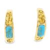 Turquoise Gold Nugget Hoop Earrings, Alaska Mint