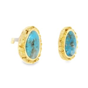 Gold Nugget Turquoise Earrings, Alaska Mint