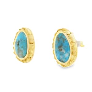 Gold Nugget Turquoise Earrings, Alaska Mint