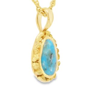 Turquoise Gold Nugget Pendant, Alaska Mint