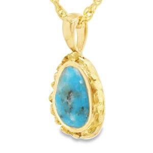 Turquoise Gold Nugget Pendant, Alaska Mint