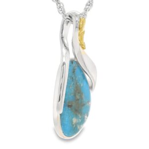 White Gold Turquoise Gold Nugget Pendant, Alaska Mint