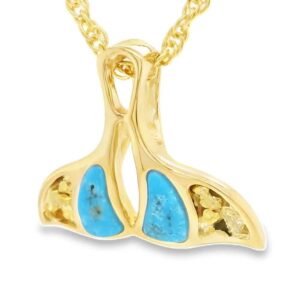 Whale Tail Turquoise Gold Nugget Pendant, Alaska Mint