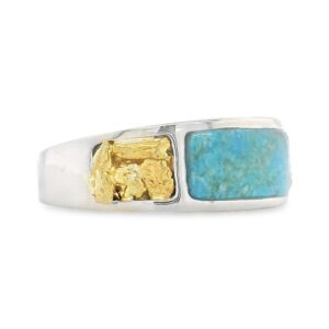 Turquoise Gold Nugget White Gold Ring, Alaska Mint