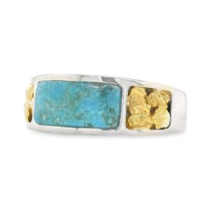 Turquoise Gold Nugget White Gold Ring, Alaska Mint