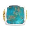 Square Turquoise Gold Nugget Silver Ring, Alaska Mint