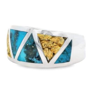 Turquoise Gold Nugget Silver Ring, Alaska Mint