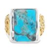 Rectangle Turquoise Gold Nugget Ring, Alaska Mint