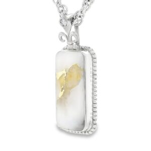 White Gold Fleur De Lis Gold Quartz Pendant, Alaska Mint