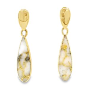 14k Gold Quartz Teardrop Earrings, Alaska Mint
