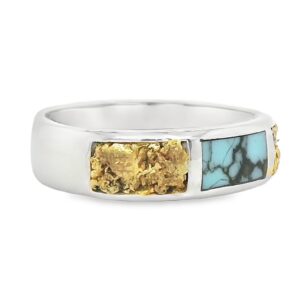 Gold Nugget Turquoise White Gold Band, Alaska Mint