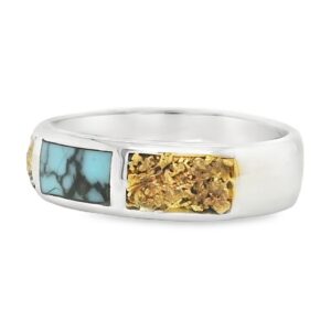 Gold Nugget Turquoise White Gold Band, Alaska Mint