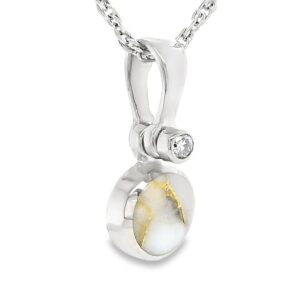 Gold Quartz White Gold & Diamond Round Pendant, Alaska Mint