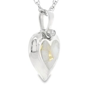 Gold Quartz Heart Inlaid Pendant with White Gold, Alaska Mint