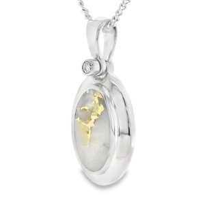 Gold Quartz Oval White Gold Pendant, Alaska Mint