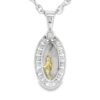 Gold Quartz Oval Pendant Inlaid with Round Diamonds, Alaska Mint